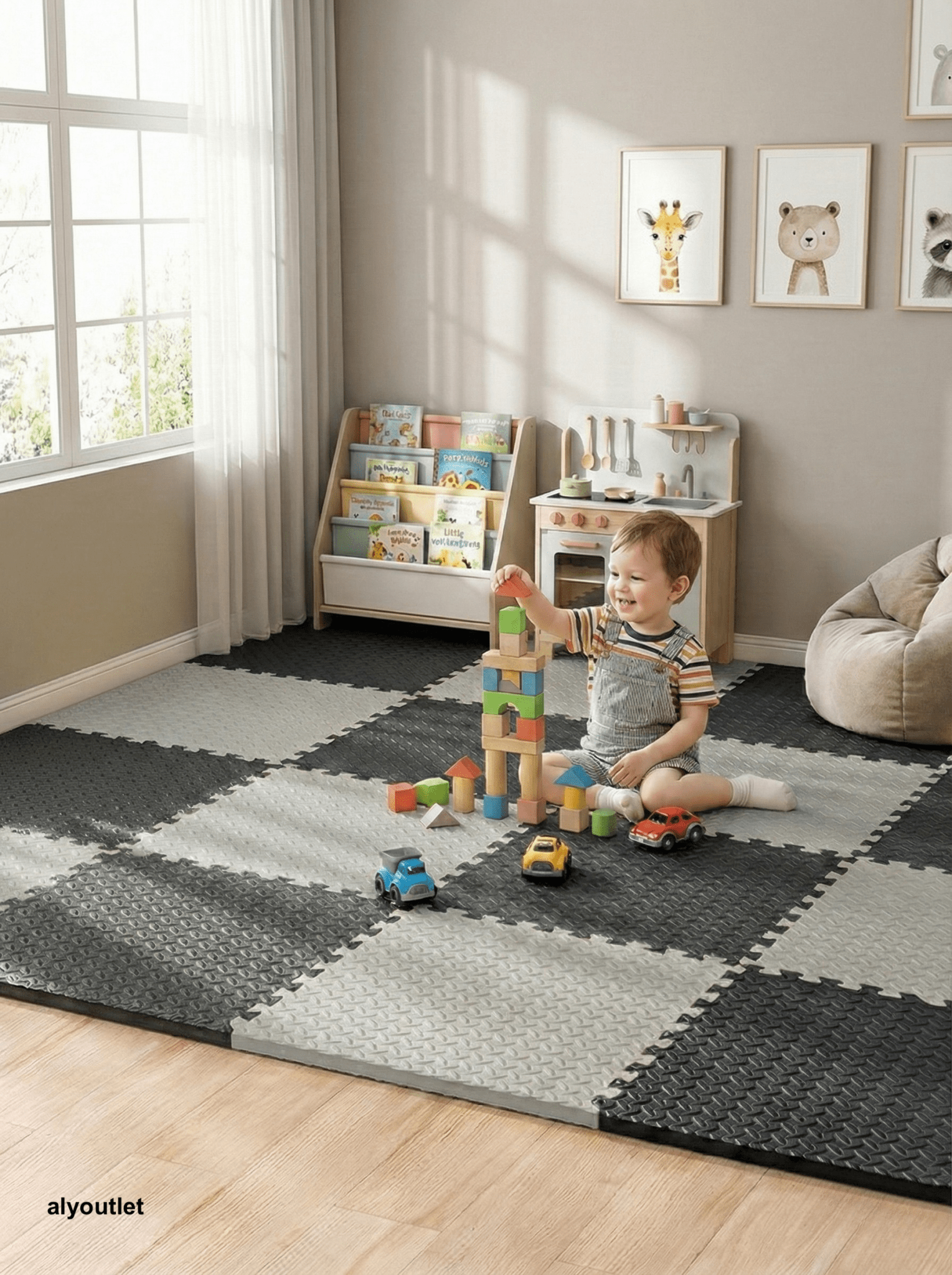 24 Parça Set 50x50 13m Oyun Spor Matı 200x300 Kurulumlu 6m2 - alyoutlet