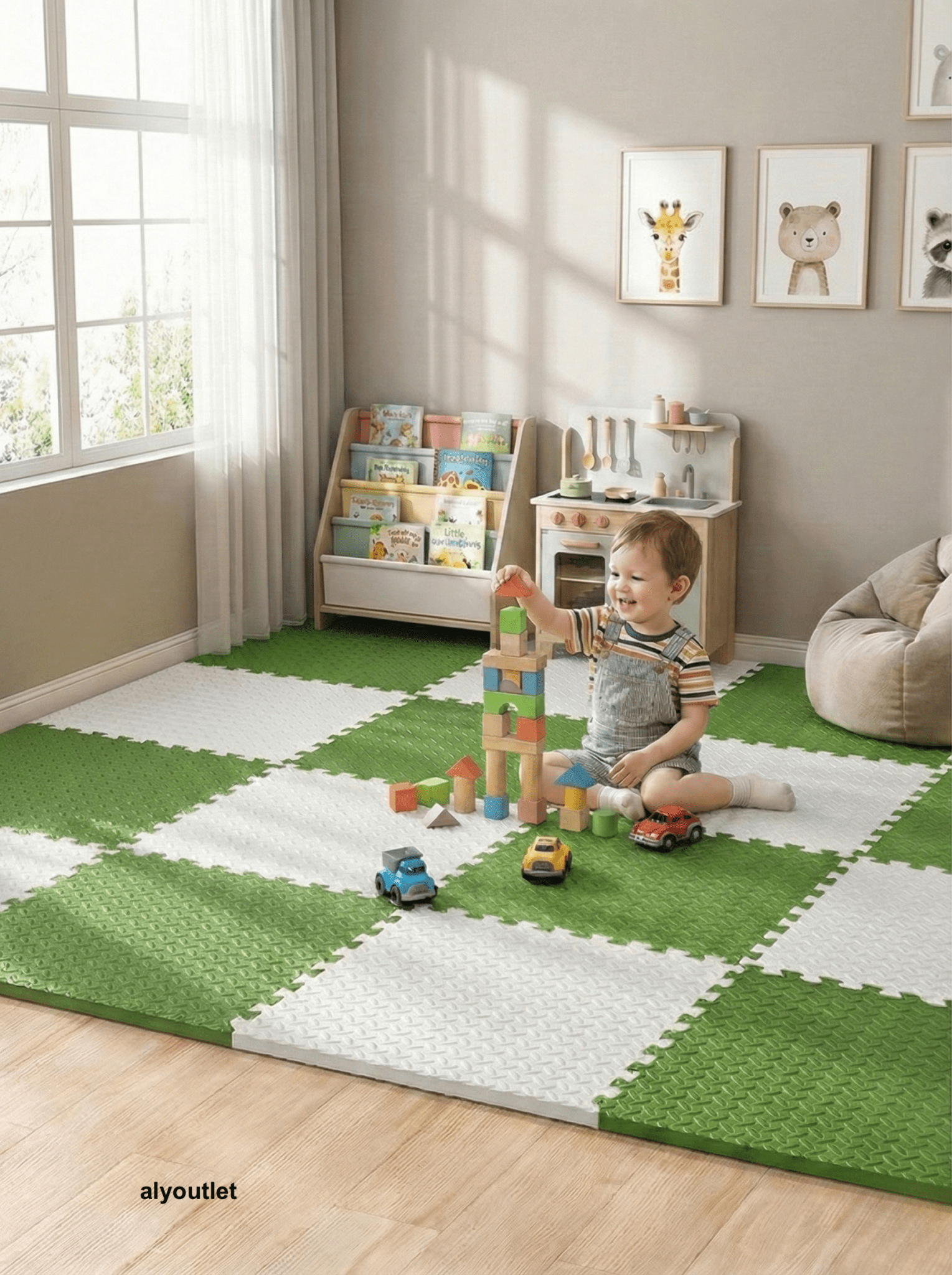 24 Parça Set 50x50 13m Oyun Spor Matı 200x300 Kurulumlu 6m2 - alyoutlet