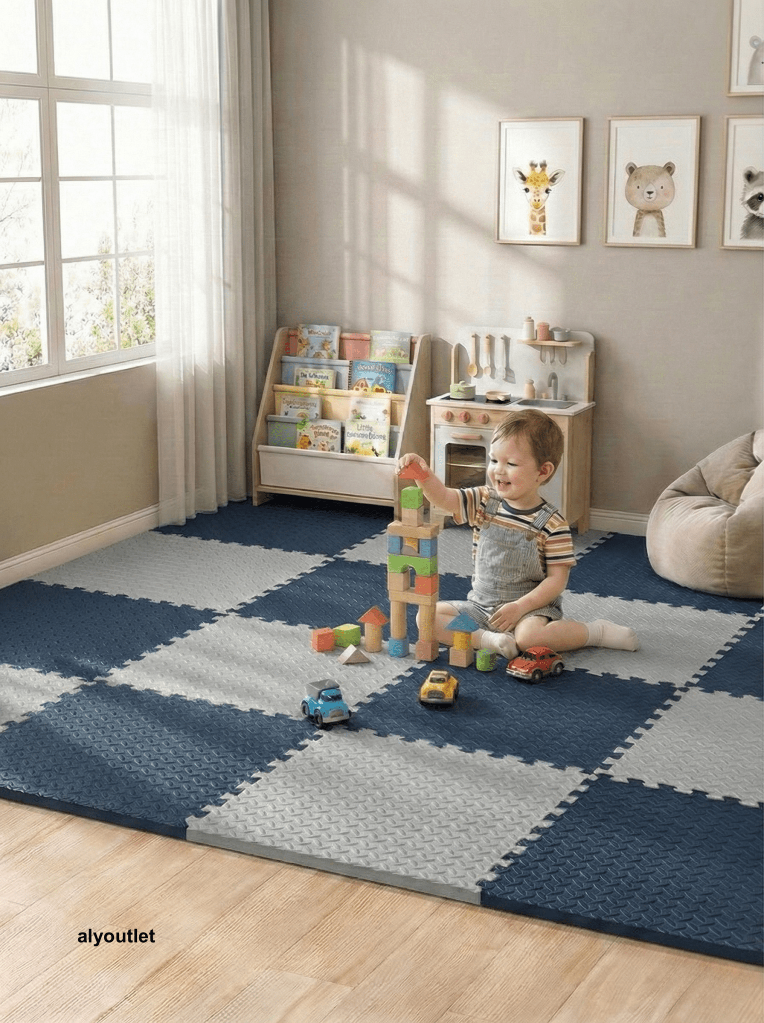 24 Parça Set 50x50 13m Oyun Spor Matı 200x300 Kurulumlu 6m2 - alyoutlet