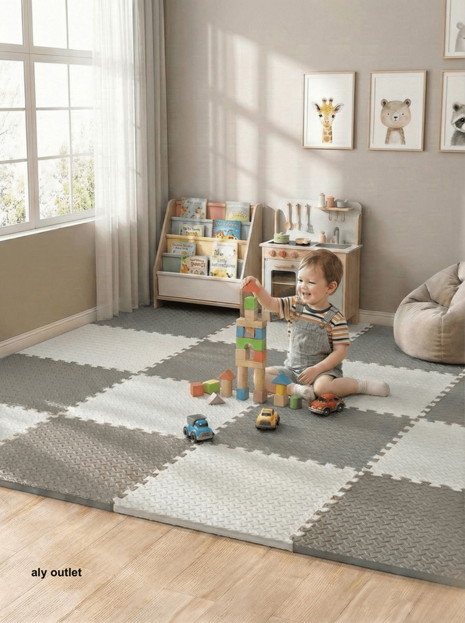 24 Parça Set 50x50 13m Oyun Spor Matı 200x300 Kurulumlu 6m2 - alyoutlet