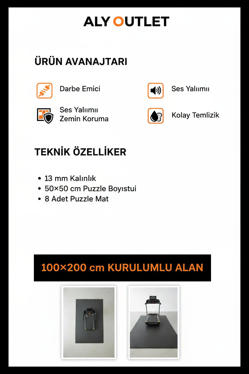 Kosu Bandı Zemin Matı 100x200 Kurulumlu Set